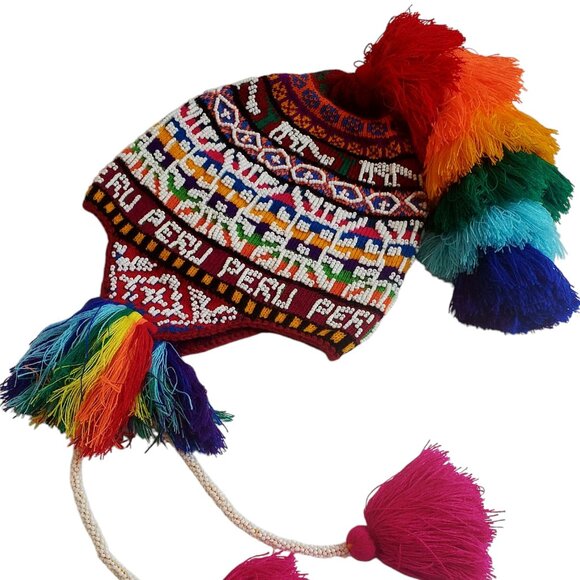 Chullo Beanie Hat Inca Warrior – Unisex Wool Andean Warmth, Gift ideas Celebrate - Picture 1 of 3